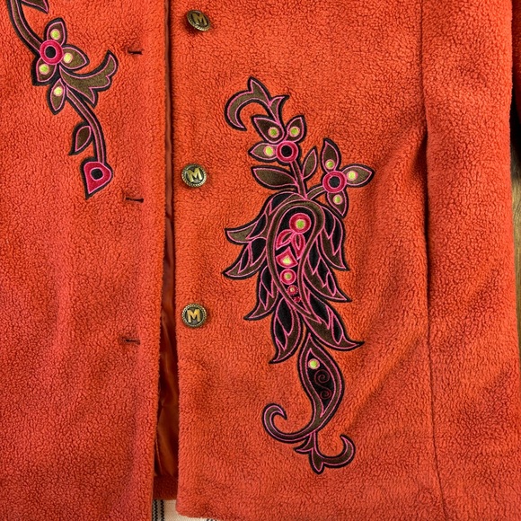 1990's Bob Mackie wearable Art Women's Embroidered Jacket Rust Color Size Small - Picture 3 of 16